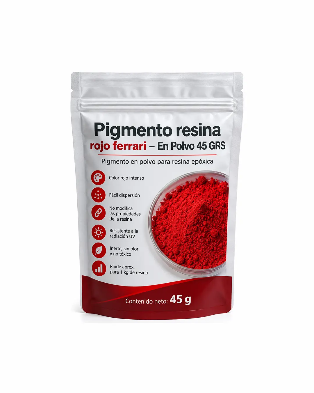 Pigmento resina rojo ferrari En Polvo 45 GRS Pigmento resina rojo ferrari - En Polvo 45 GRS